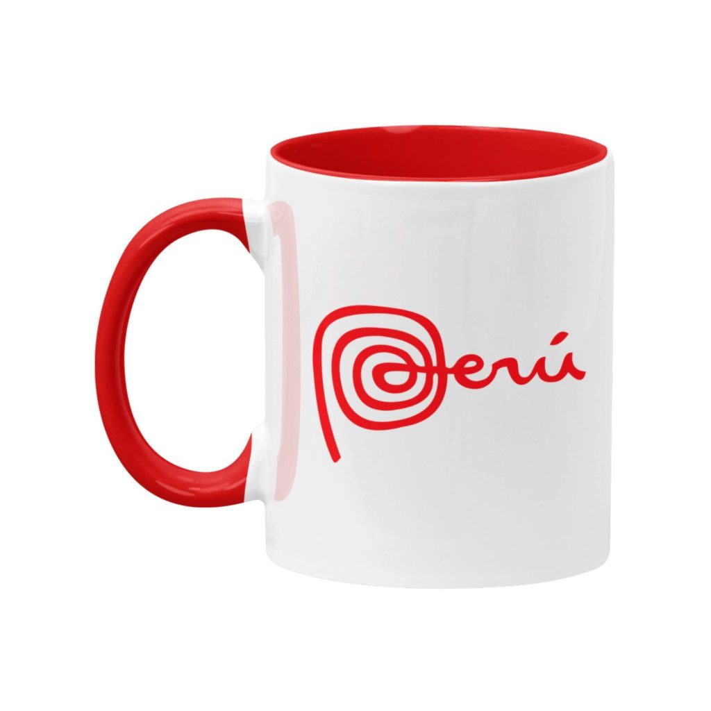 Taza blanca con el logo de Peru